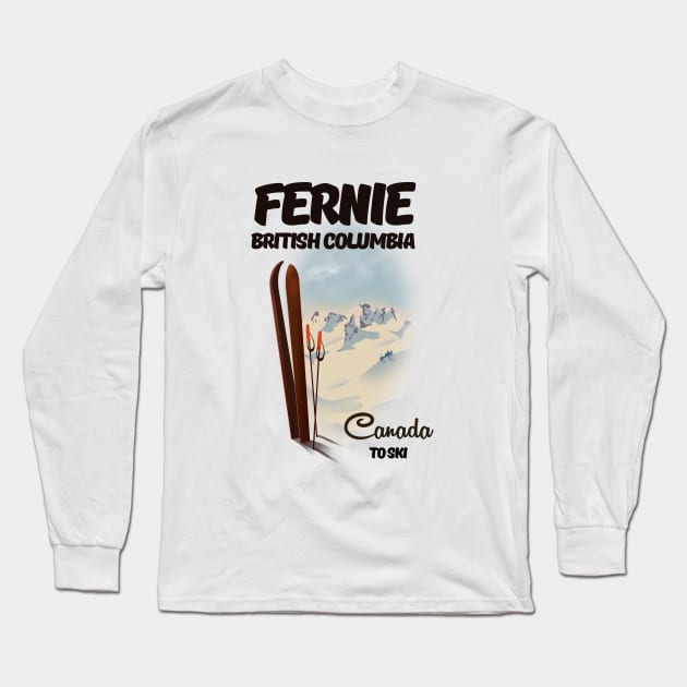 Fernie British Columbia winter ski Long Sleeve T-Shirt by nickemporium1